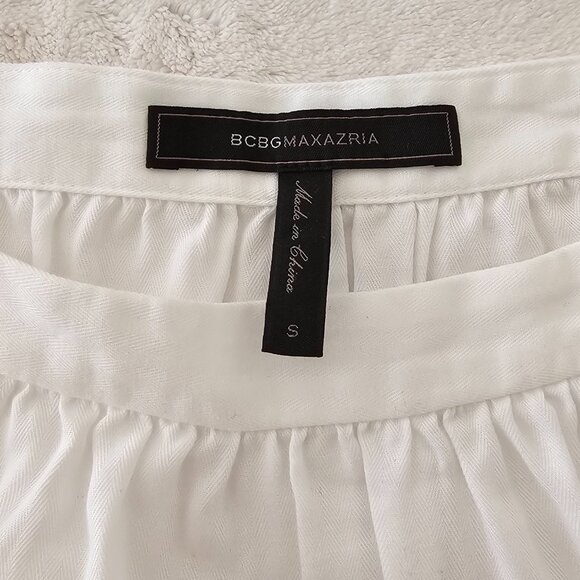 BCBGMAXAZRIA Off the Shoulder Cotton White Blouse in size S - Picture 6 of 7